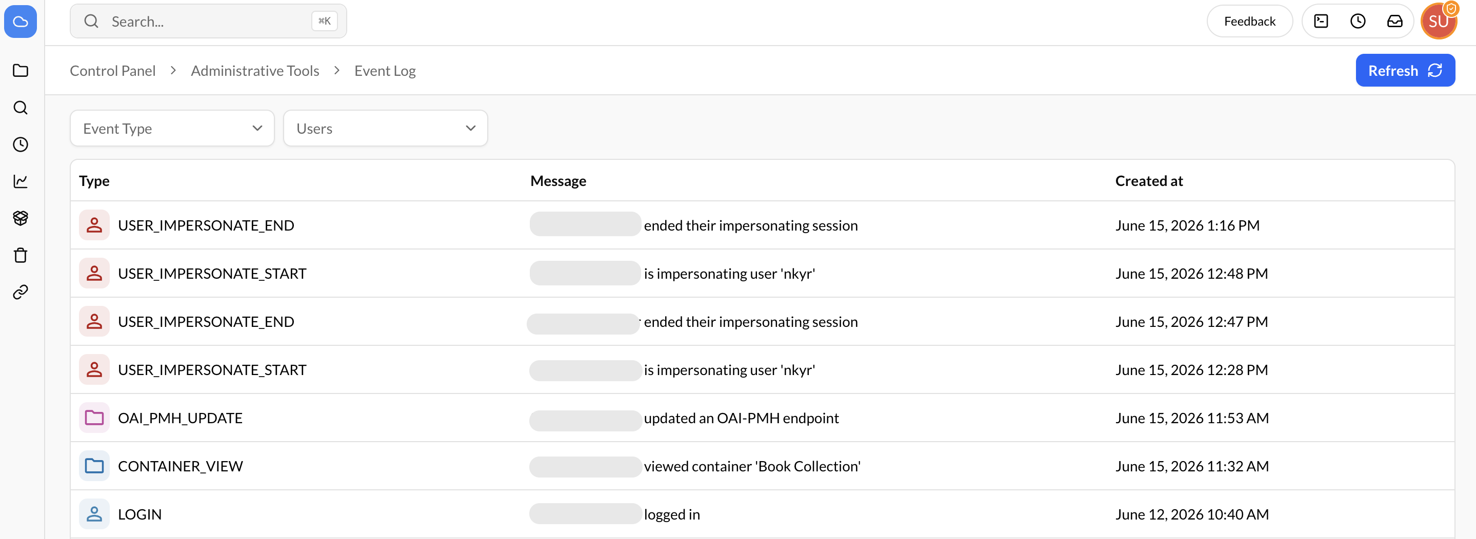 Events Log List