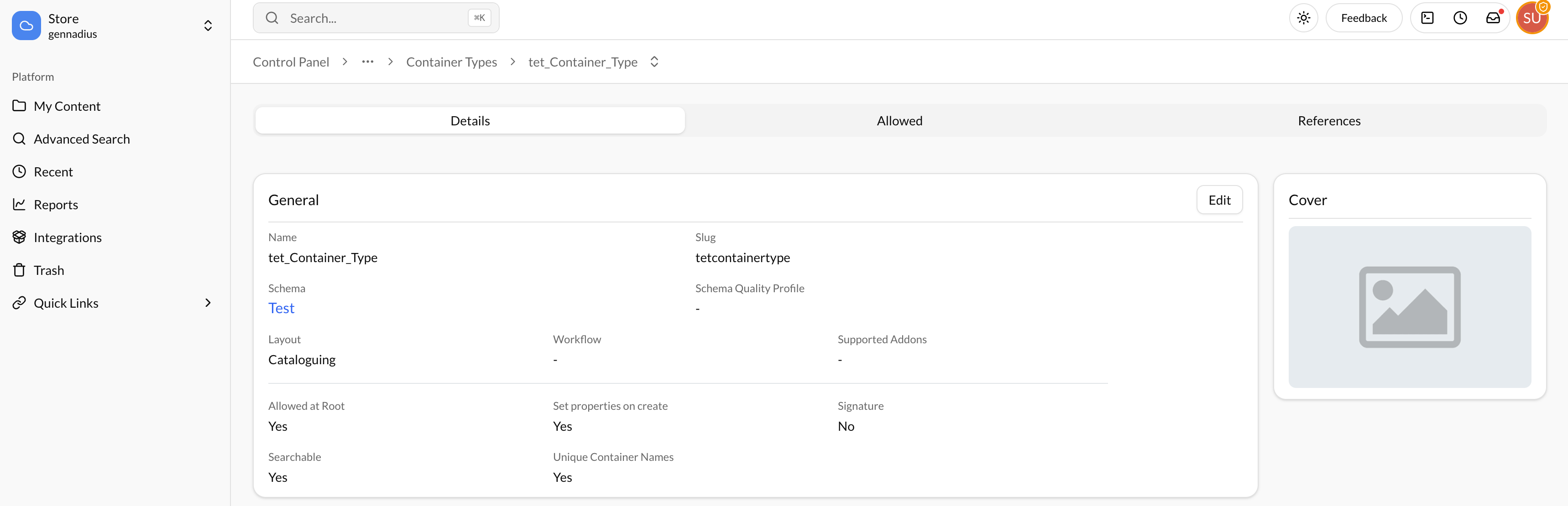 Container Type Details