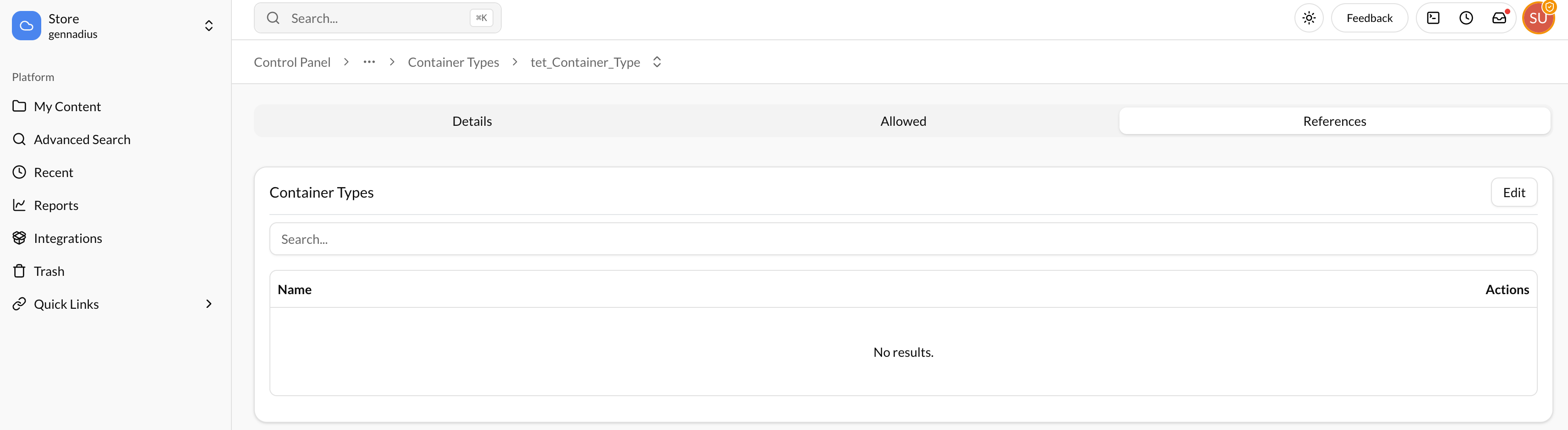 Specify the Referenced Container Types