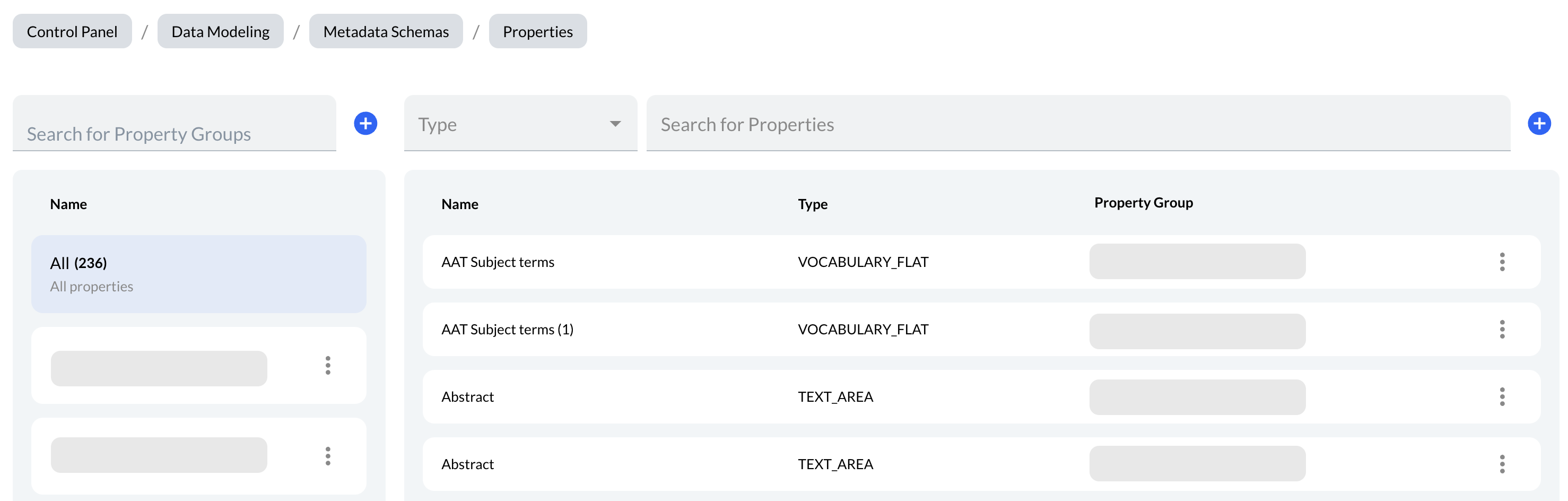 List of Properties & Property Groups