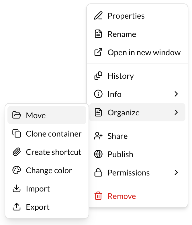 Move a Container/Datastream